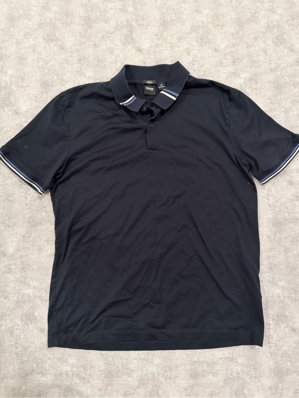Hugo Boss Navy Polo with White and Light-Blue Trim